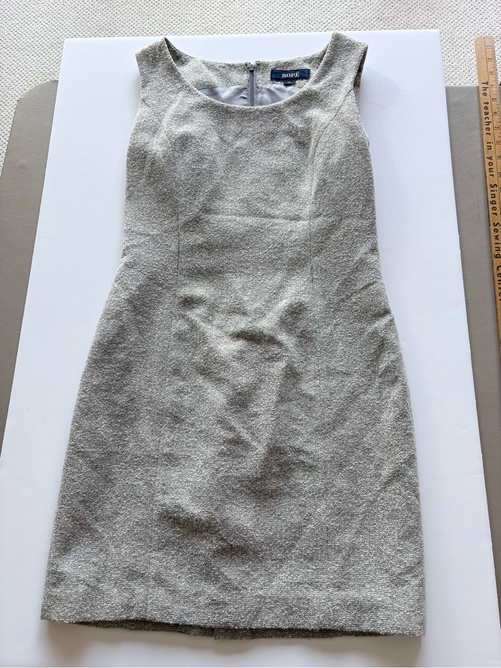 Textured Silver Sheath Dress - Sleeveless